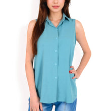 Load image into Gallery viewer, Sleeveless Button Top -White