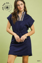 Load image into Gallery viewer, Georgia Embroidered Dress - Navy