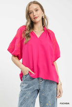 Load image into Gallery viewer, Ella Embroidered Floral Top - Fuchsia