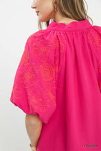 Load image into Gallery viewer, Ella Embroidered Floral Top - Fuchsia
