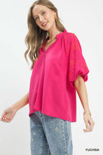 Load image into Gallery viewer, Ella Embroidered Floral Top - Fuchsia