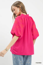 Load image into Gallery viewer, Ella Embroidered Floral Top - Fuchsia