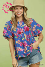 Load image into Gallery viewer, Miranda Floral Top - Cerulean