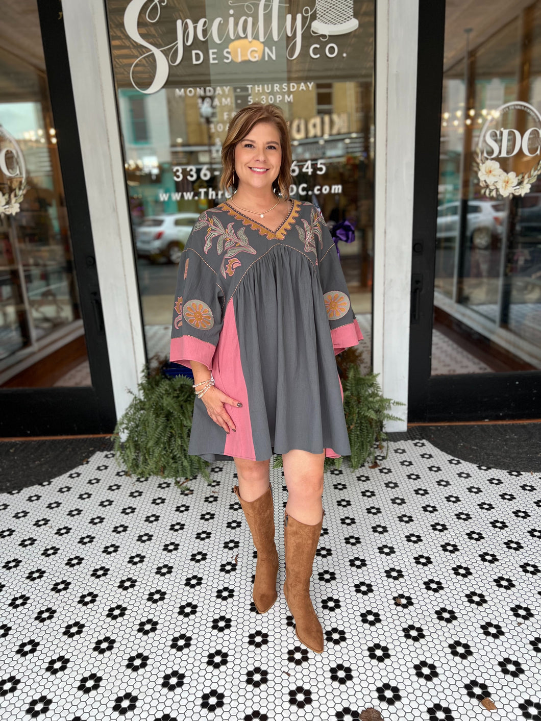 Make it Mine Dress - Gray & Blush