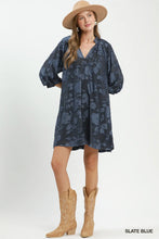 Load image into Gallery viewer, Leighton Floral Pattern Dress - Slate Blue