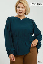 Load image into Gallery viewer, Mallory Smocked Waist Top - Teal