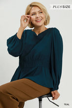 Load image into Gallery viewer, Mallory Smocked Waist Top - Teal