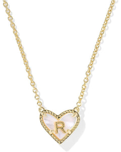 Kendra Scott Heart Letter R Necklace - Gold