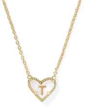 Load image into Gallery viewer, Kendra Scott Heart Letter T Necklace - Gold