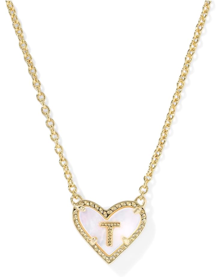 Kendra Scott Heart Letter T Necklace - Gold