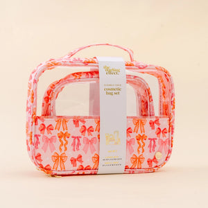 The Darling Effect Clearly Chic Cosmetic Bag Set - Blushing Bows