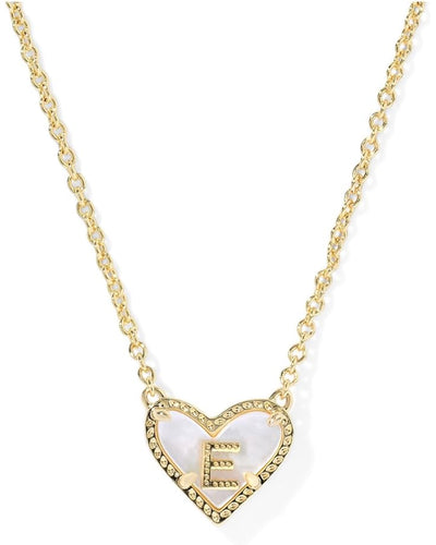 Kendra Scott Heart Letter E Necklace - Gold