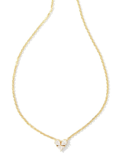 Kendra Scott Katy Heart Gold Short Pendant Necklace in White Crystal