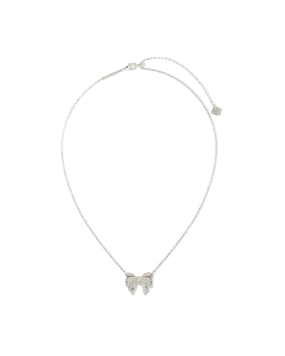 Kendra Scott Krista Silver Bow Short Pendant Necklace in White Mix