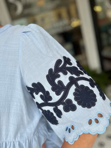 Charlotte Peplum Top - Light Blue