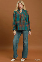 Load image into Gallery viewer, Teal Mix Plaid Top