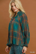 Load image into Gallery viewer, Teal Mix Plaid Top