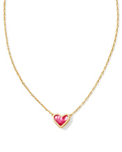 Load image into Gallery viewer, Kendra Scott Framed Ari Heart Gold Short Pendant Necklace in Azalea Illusion