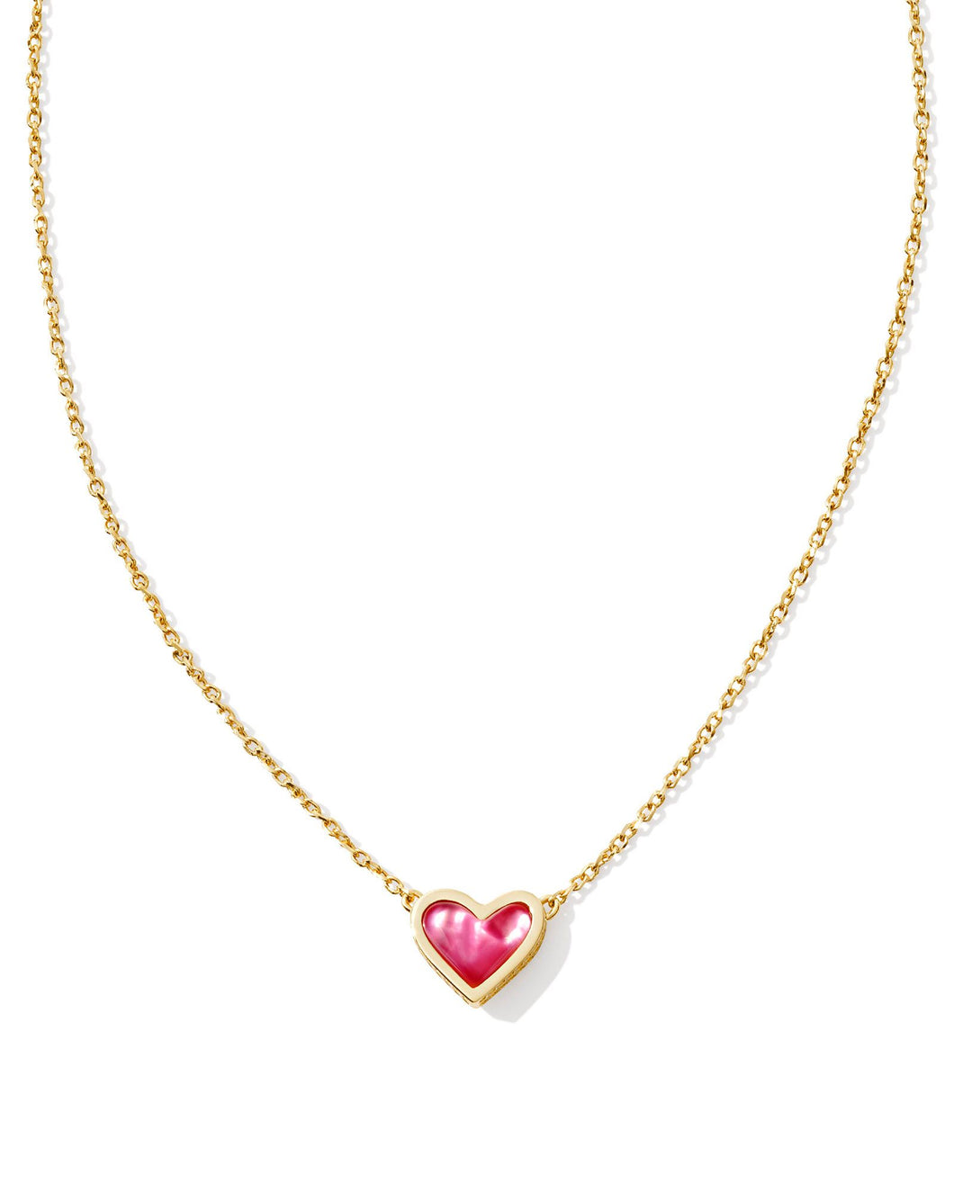 Kendra Scott Framed Ari Heart Gold Short Pendant Necklace in Azalea Illusion