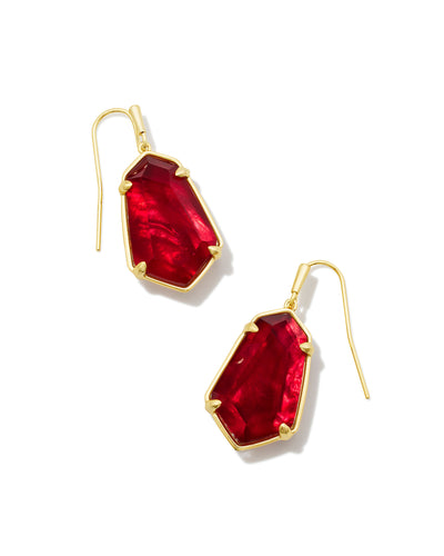 Kendra Scott Alexandria Gold Drop Earrings in Cranberry Illusion