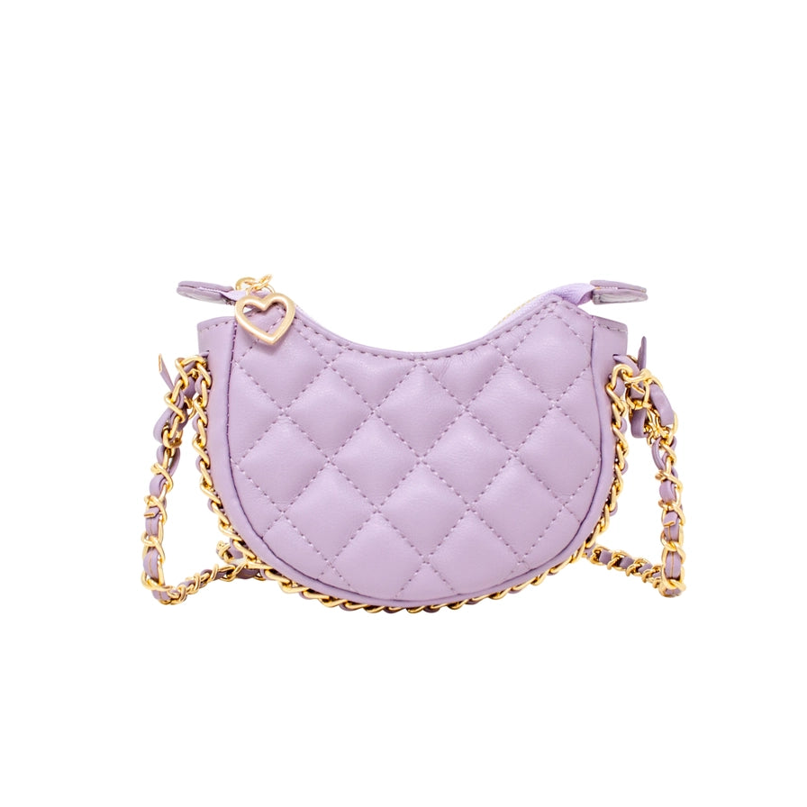 Classic Quilted Chain Wrapped Children's Hobo Bag - Purple