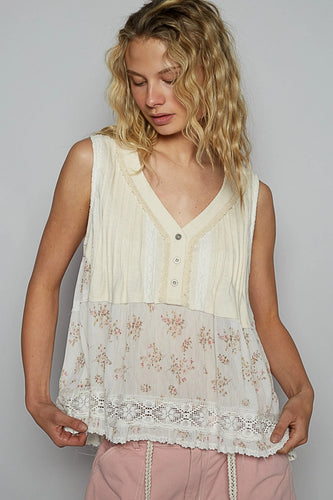 Ember Floral Sleeveless Top - Sage