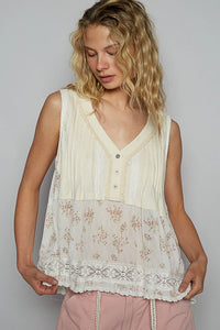 Ember Floral Sleeveless Top - Sage