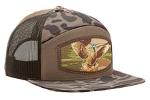 Load image into Gallery viewer, Mallard Woven Patch Old School Camo Hat.: OS Harvest Camo
