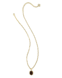 Kendra Scott Daphne Gold Pave Frame Short Pendant Necklace in Smoky Quartz