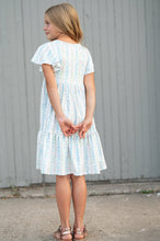 Load image into Gallery viewer, Kids Emmy Dainty Pastel Floral Flutter Sleeve Twirl Dress