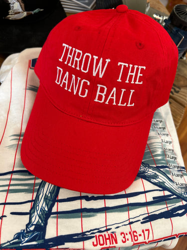 Viv & Lou Throw the Dang Ball Baseball Cap - Red
