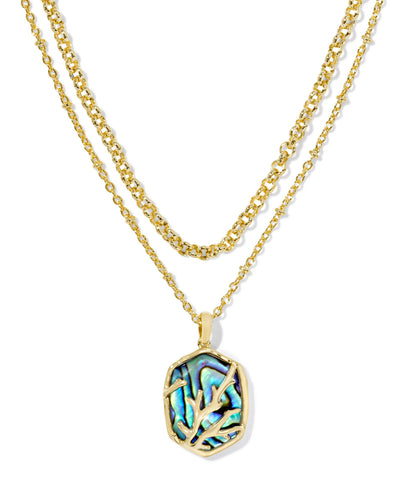 Kendra Scott Daphne Gold Coral Frame Multi Strand Necklace in Abalone
