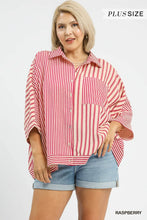 Load image into Gallery viewer, Raspberry Stripe Button Up Top