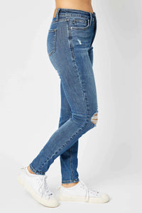 Judy Blue Mid Rise Tummy Control Destroy Skinny Jean