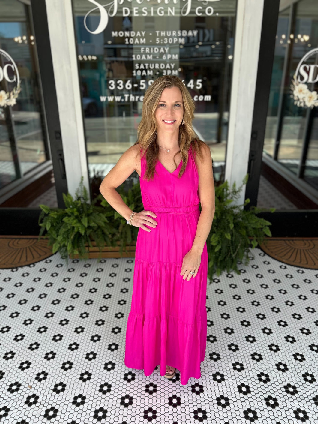 Maya Tiered Maxi Dress - Hot Pink