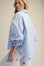 Load image into Gallery viewer, 3/4 Sleeves Button Down Top - Cotton Blue