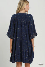 Load image into Gallery viewer, Jenny Metallic Dot  Dress - Indigo