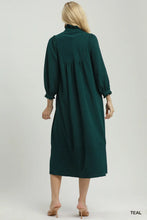 Load image into Gallery viewer, Gretchen Striped Seersucker Midi Dress - Teal