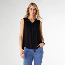 Load image into Gallery viewer, Erin Pleat Back V-Neck Tank - Black