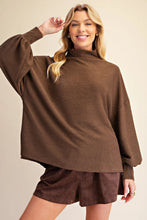 Load image into Gallery viewer, Carley Mock Neck Balloon Sleeve Top - Brown