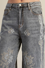 Load image into Gallery viewer, Floral Cross Stitch Pants - Stone Washed Denim