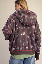 Load image into Gallery viewer, FLORAL PRINTED HOODED ZIP-UP - Ash