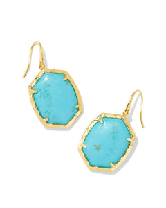 Kendra Scott Daphne Gold Drop Earrings in Variegated Turquoise Magnesite