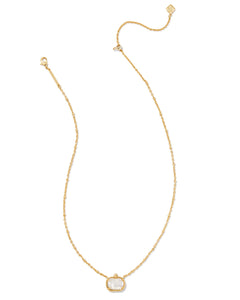 Kendra Scott Pumpkin Gold Short Pendant Necklace in Ivory Mother of Pearl