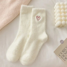 Load image into Gallery viewer, Pink Heart Embroidery Plush Socks
