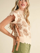 Load image into Gallery viewer, Fancy Floral Bow Tie Sweater Vest - Beige