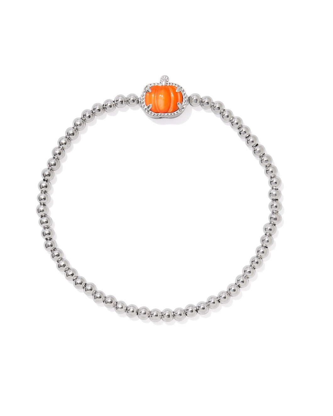 Kendra Scott Pumpkin Silver Stretch Bracelet in Orange Mother-of-Pearl