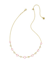 Load image into Gallery viewer, Kendra Scott Haisley Heart Gold Strand Necklace in Pink Pearlescent Enamel