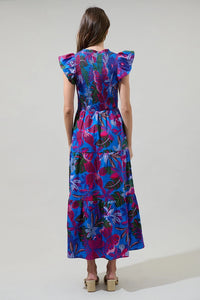 Sunfire Smocked Midi Dress - Blue Mix