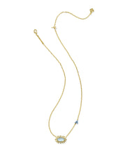 Load image into Gallery viewer, Kendra Scott Elisa Bird Gold Short Pendant Necklace in Sky Blue Mother of Pearl